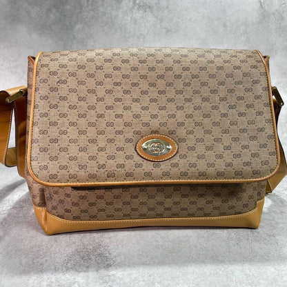 Gucci GG Shoulder Bag Brown Beige Logo Leather — view 2