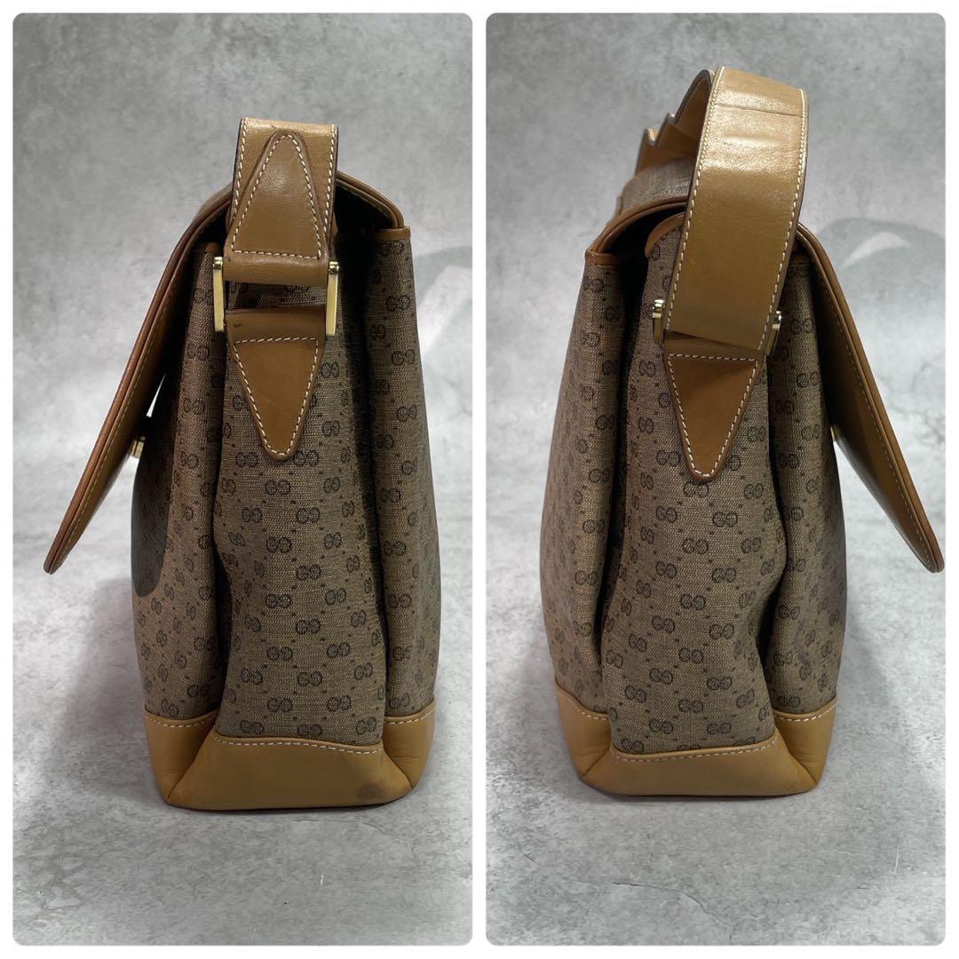 Gucci GG Shoulder Bag Brown Beige Logo Leather — view 7