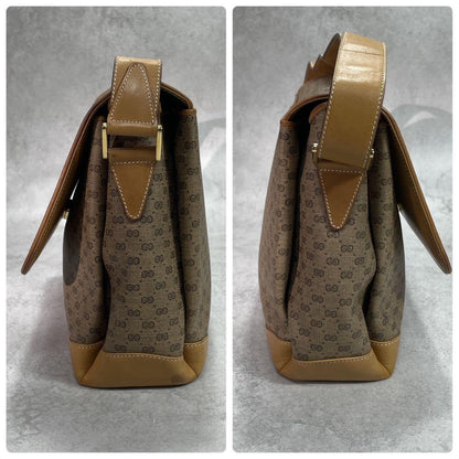 Gucci GG Shoulder Bag Brown Beige Logo Leather — view 7