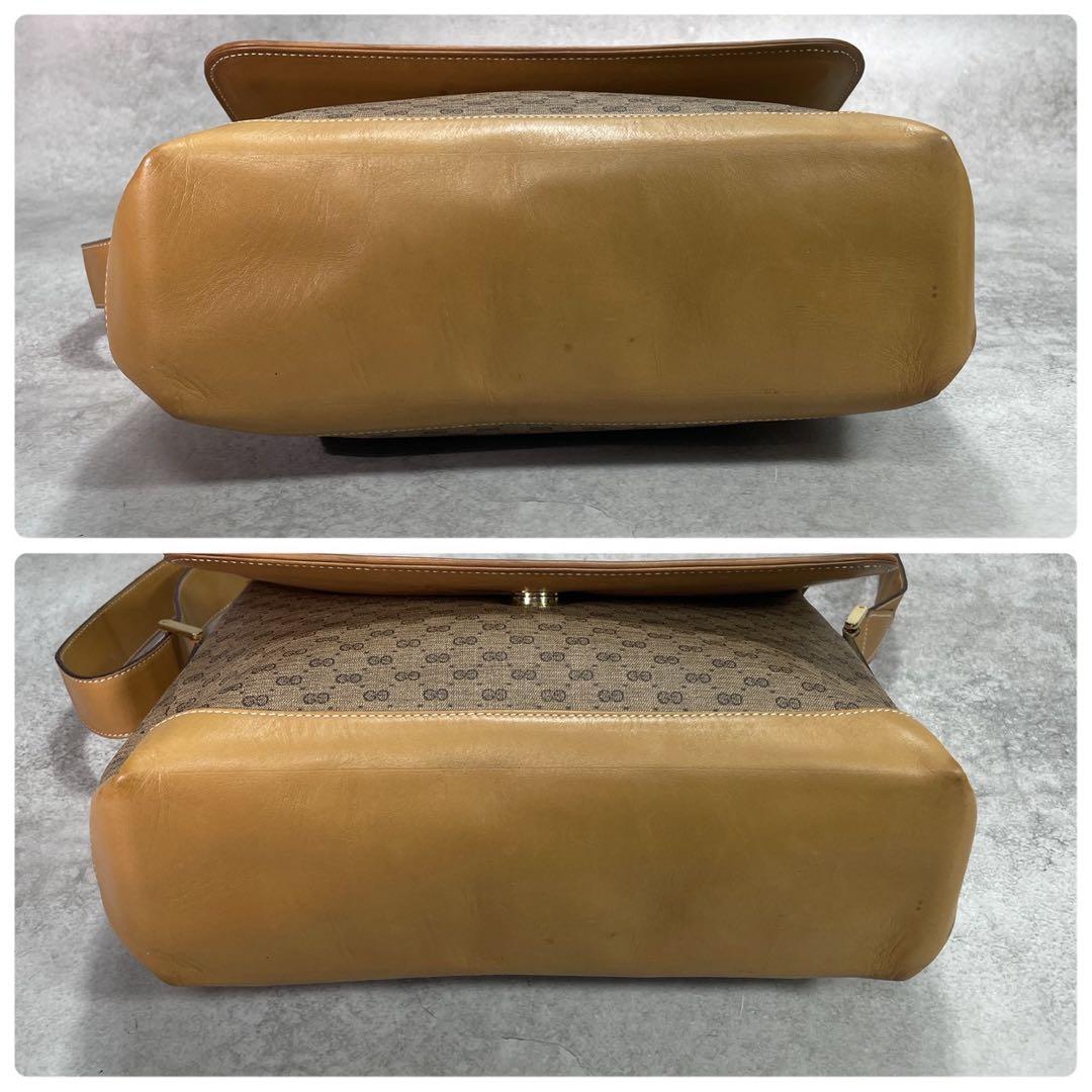 Gucci GG Shoulder Bag Brown Beige Logo Leather — view 8