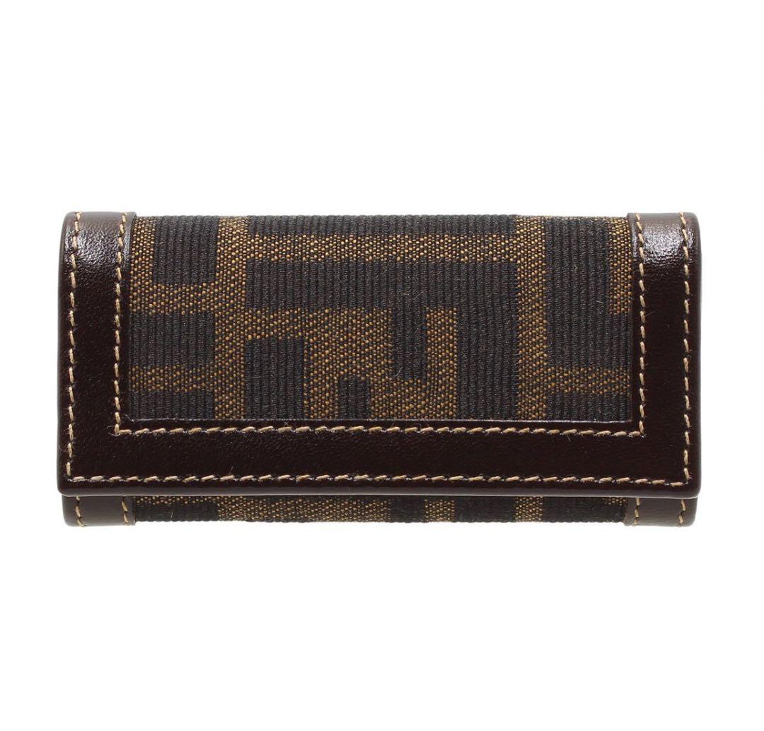 Unused Fendi Zucca Pattern 4-ring Key Case