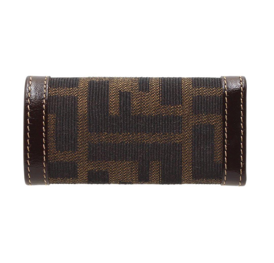 Unused Fendi Zucca Pattern 4-ring Key Case