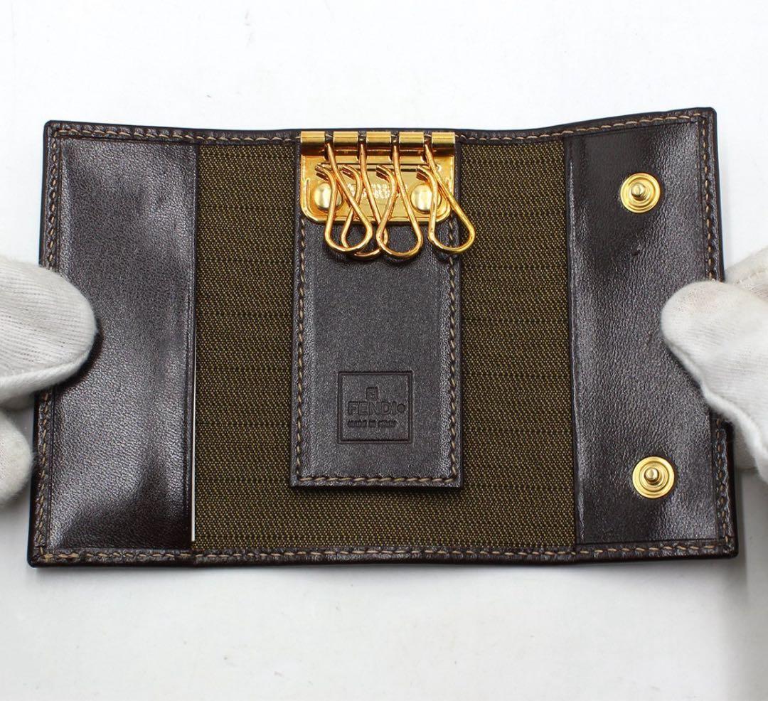 Unused Fendi Zucca Pattern 4-ring Key Case