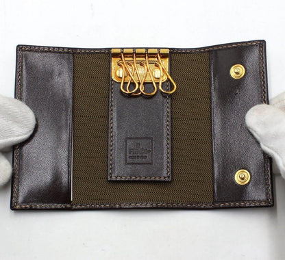 Unused Fendi Zucca Pattern 4-ring Key Case
