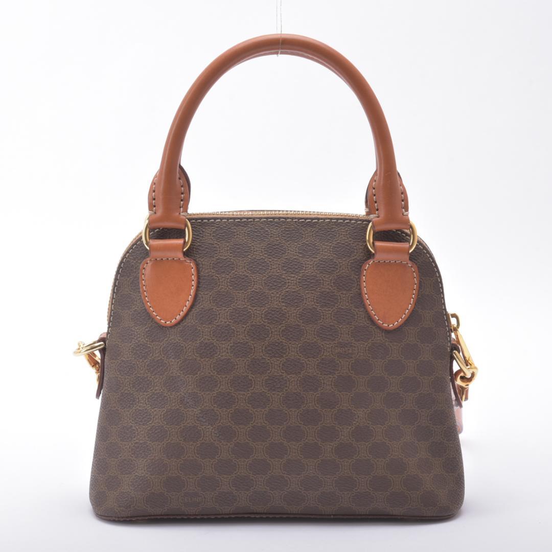 Celine Macadam Pattern 2-Way Handbag Leather Brown