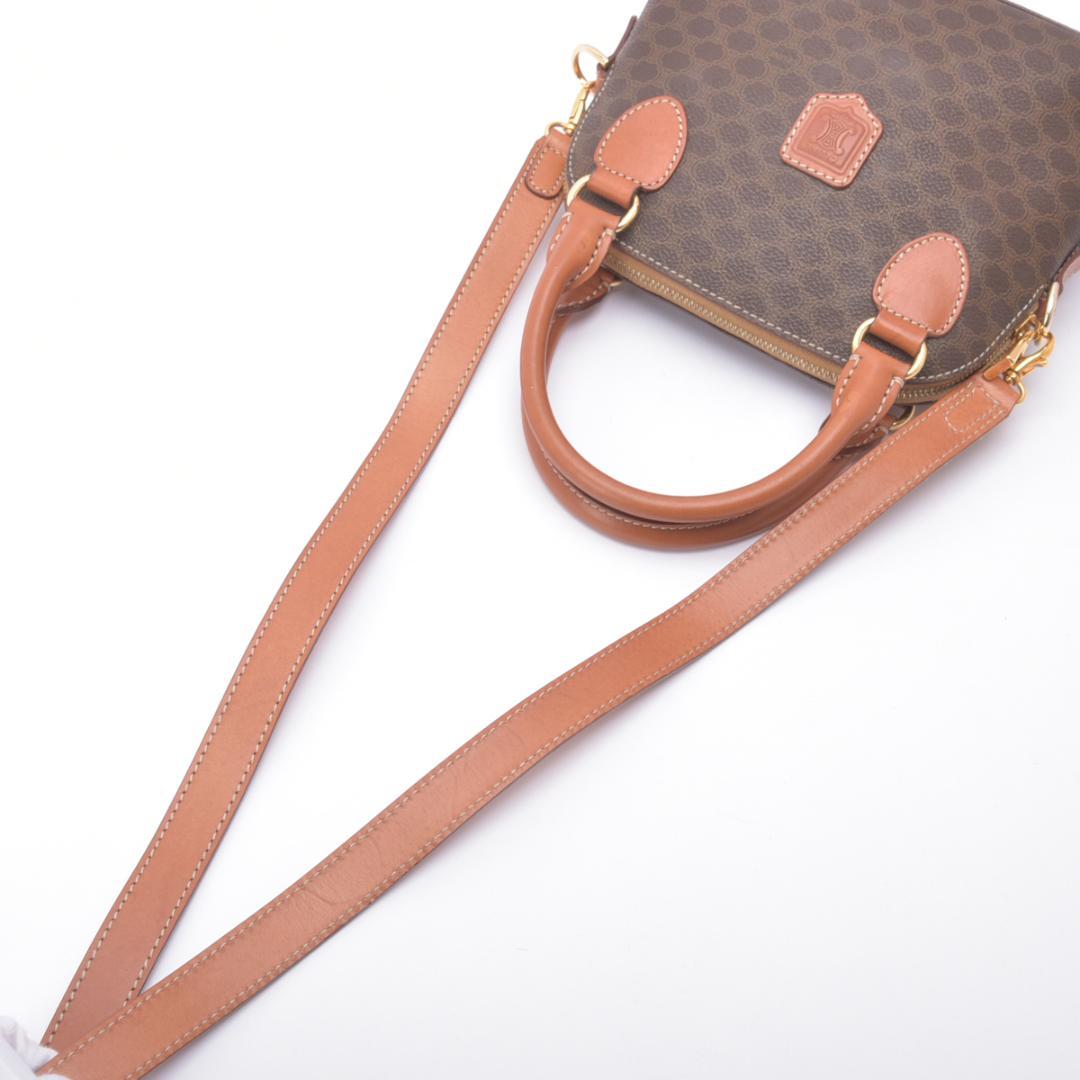 Celine Macadam Pattern 2-Way Handbag Leather Brown