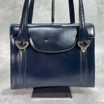Gucci Handbag Navy Leather Gold — view 2