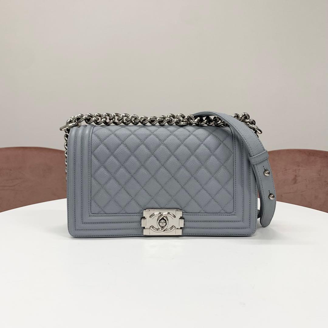 Chanel Boy 25 Quilted Caviar Leather Shoulder Bag