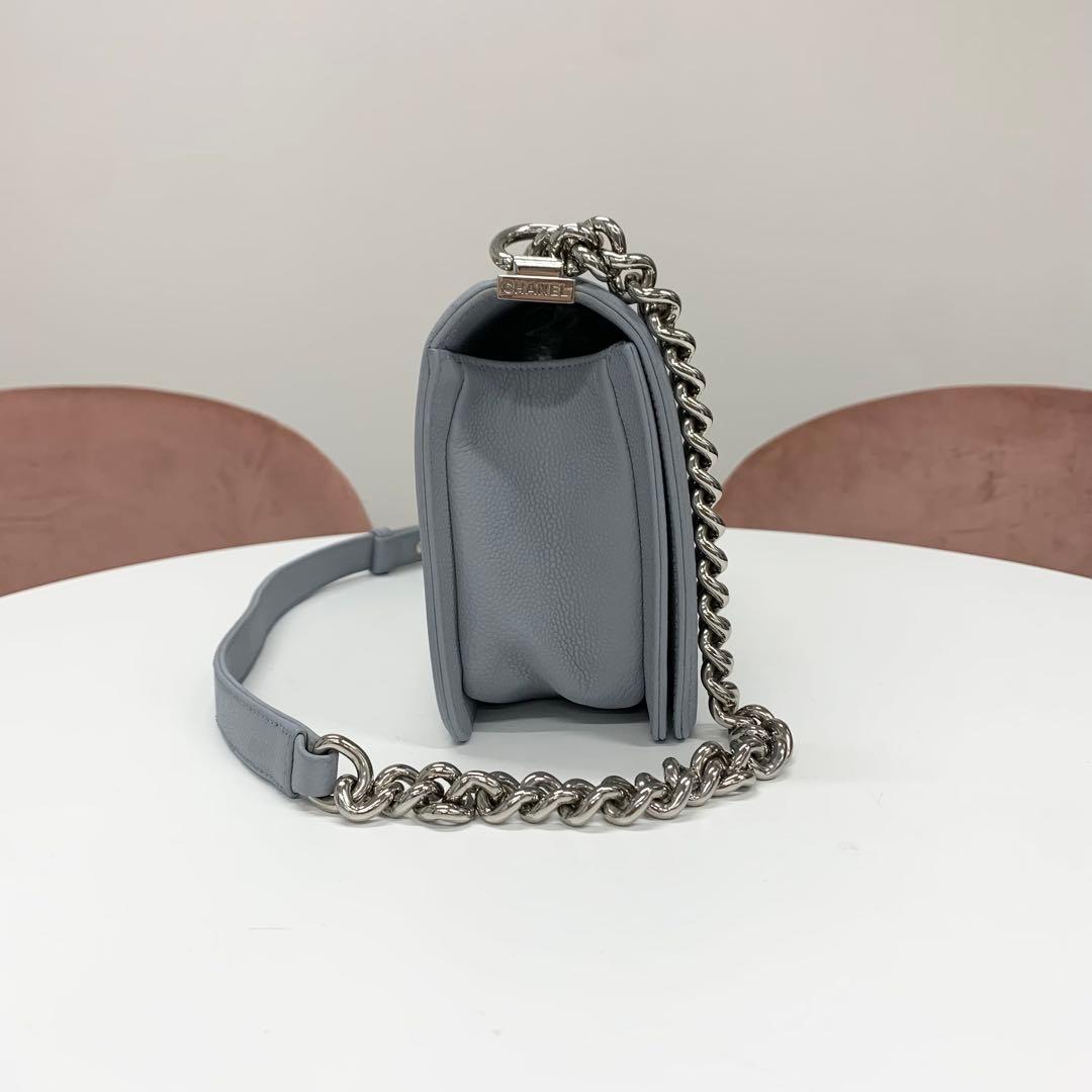 Chanel Boy 25 Quilted Caviar Leather Shoulder Bag — view 2