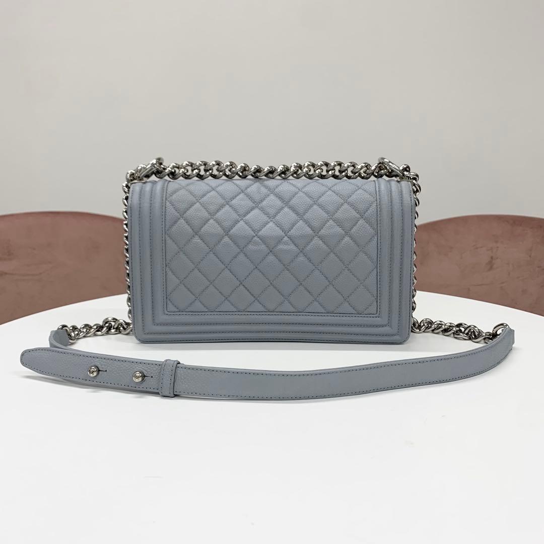 Chanel Boy 25 Quilted Caviar Leather Shoulder Bag — view 3