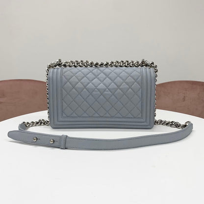 Chanel Boy 25 Quilted Caviar Leather Shoulder Bag — view 3