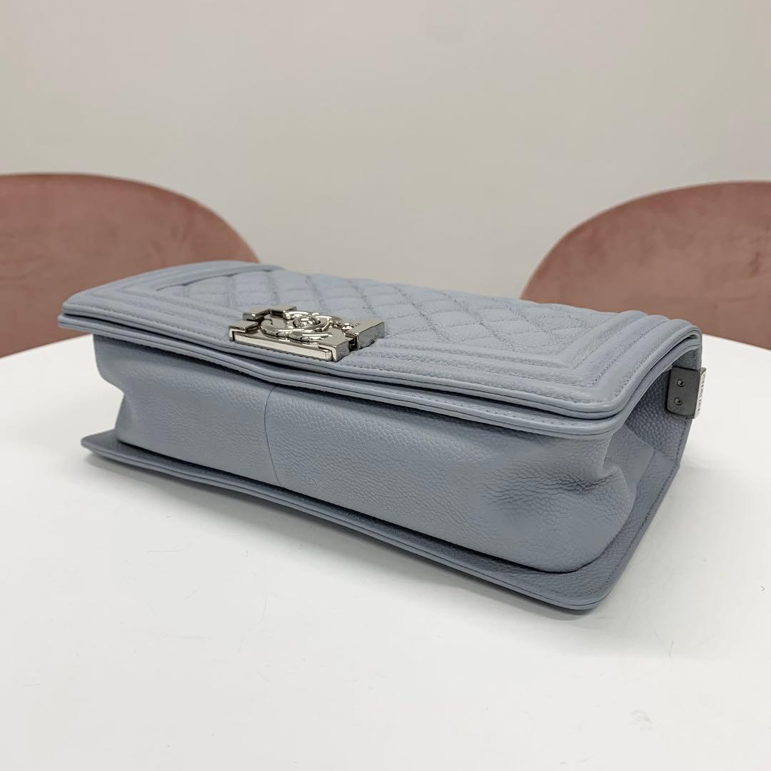Chanel Boy 25 Quilted Caviar Leather Shoulder Bag — view 4