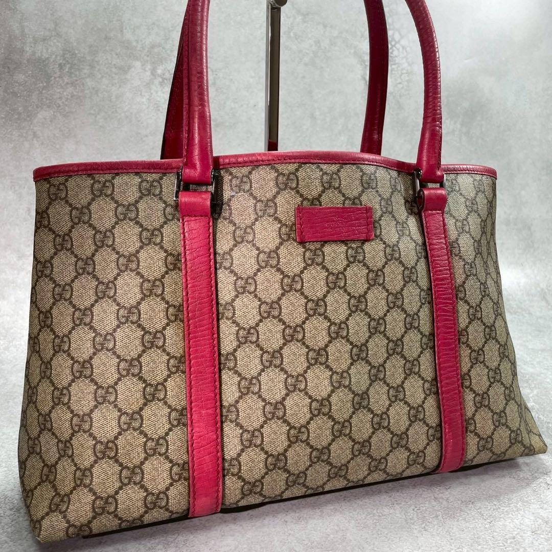 Gucci GG Tote Brown Pink Leather Logo