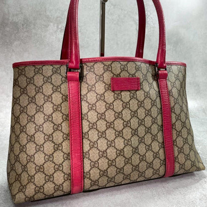 Gucci GG Tote Brown Pink Leather Logo