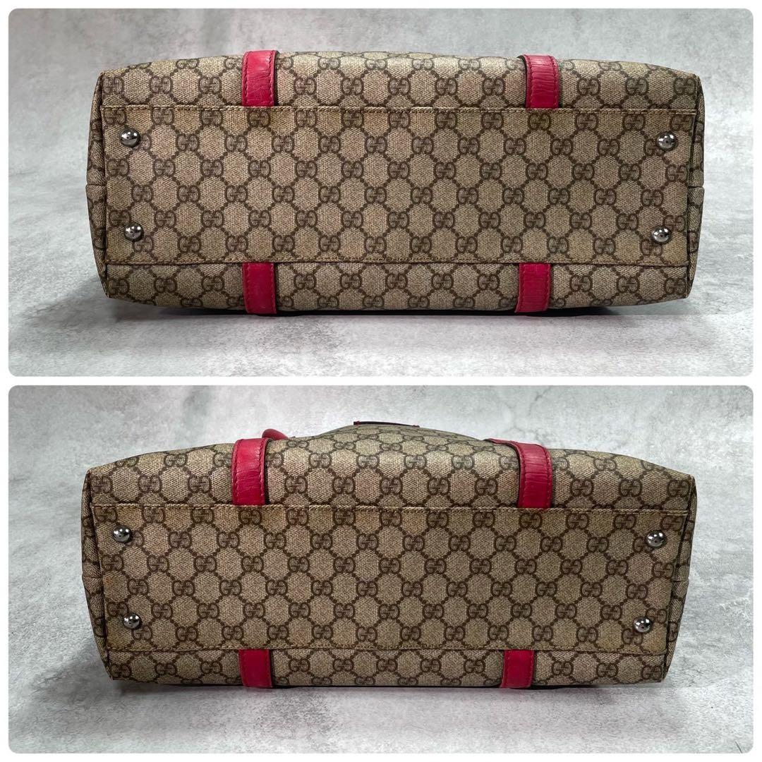 Gucci GG Tote Brown Pink Leather Logo — view 8