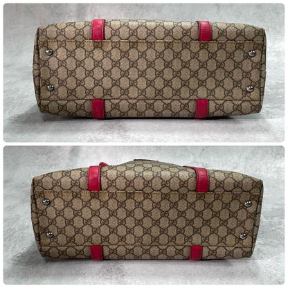 Gucci GG Tote Brown Pink Leather Logo — view 8
