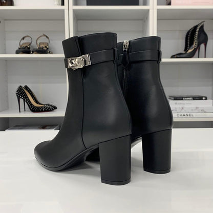 Hermes Saint Germain Kelly Leather Short Boots Black — view 5