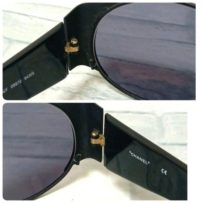 Chanel Sunglasses CC Logo Black Gold Eyewear — view 5