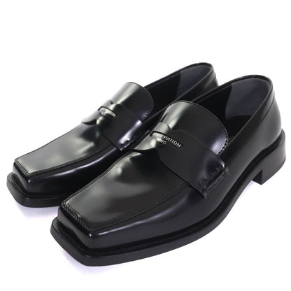 Louis Vuitton Connelly Line Square Toe Logo Leather Coin Loafer Black 35.5
