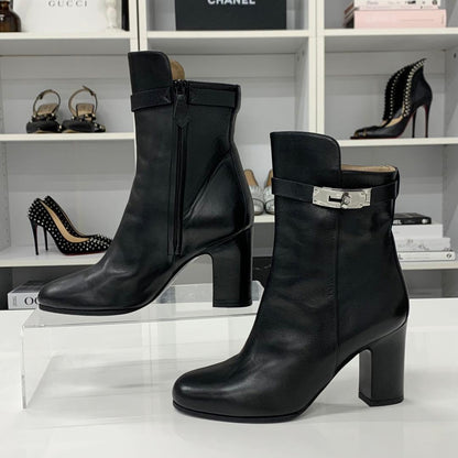 Hermes Jewels Kelly Leather Short Boots Black — view 2