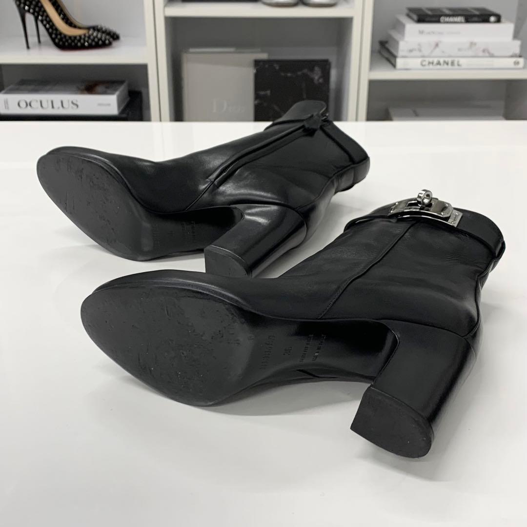 Hermes Jewels Kelly Leather Short Boots Black — view 7