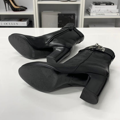 Hermes Jewels Kelly Leather Short Boots Black — view 7