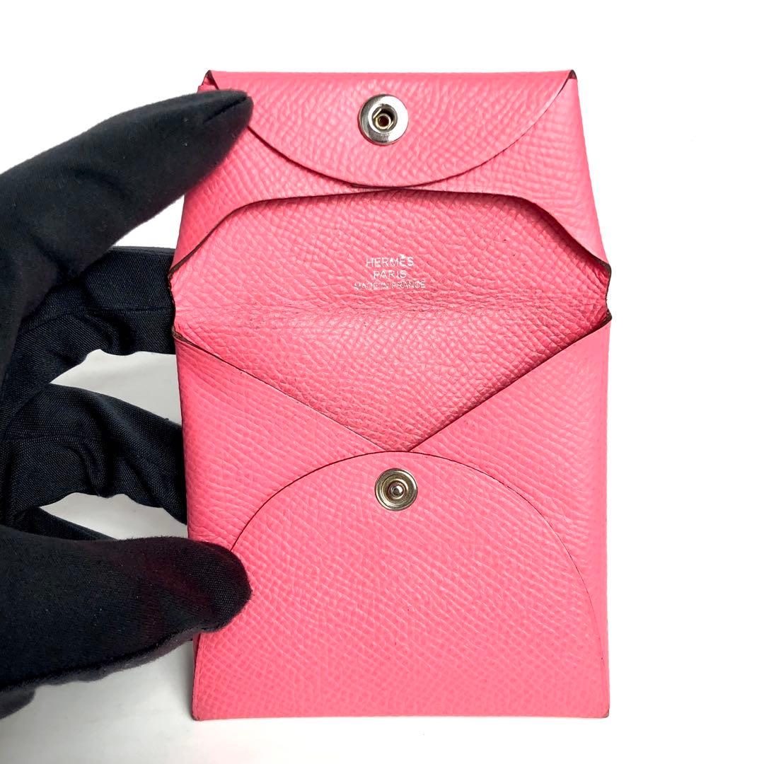 Hermes Bastia Coin Case Coin Purse Pink Epson