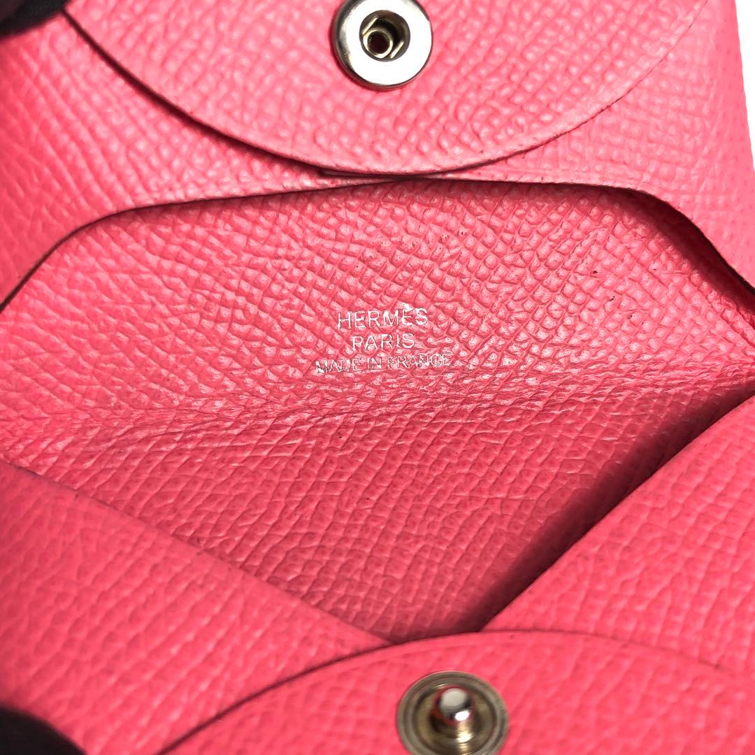 Hermes Bastia Coin Case Coin Purse Pink Epson