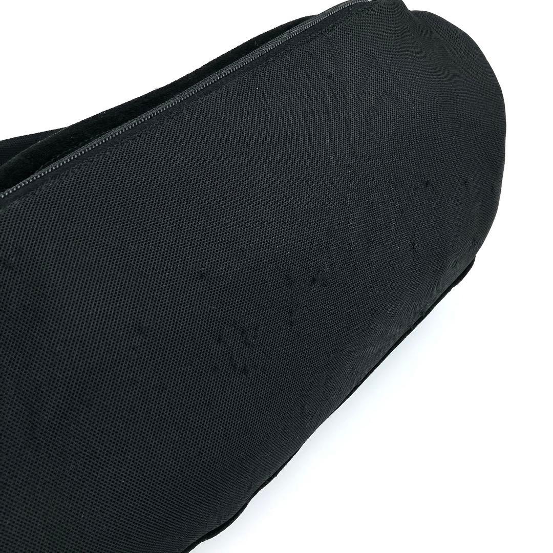 Prada Body Bag Logo Shape Pressed Suede Black