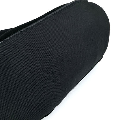 Prada Body Bag Logo Shape Pressed Suede Black