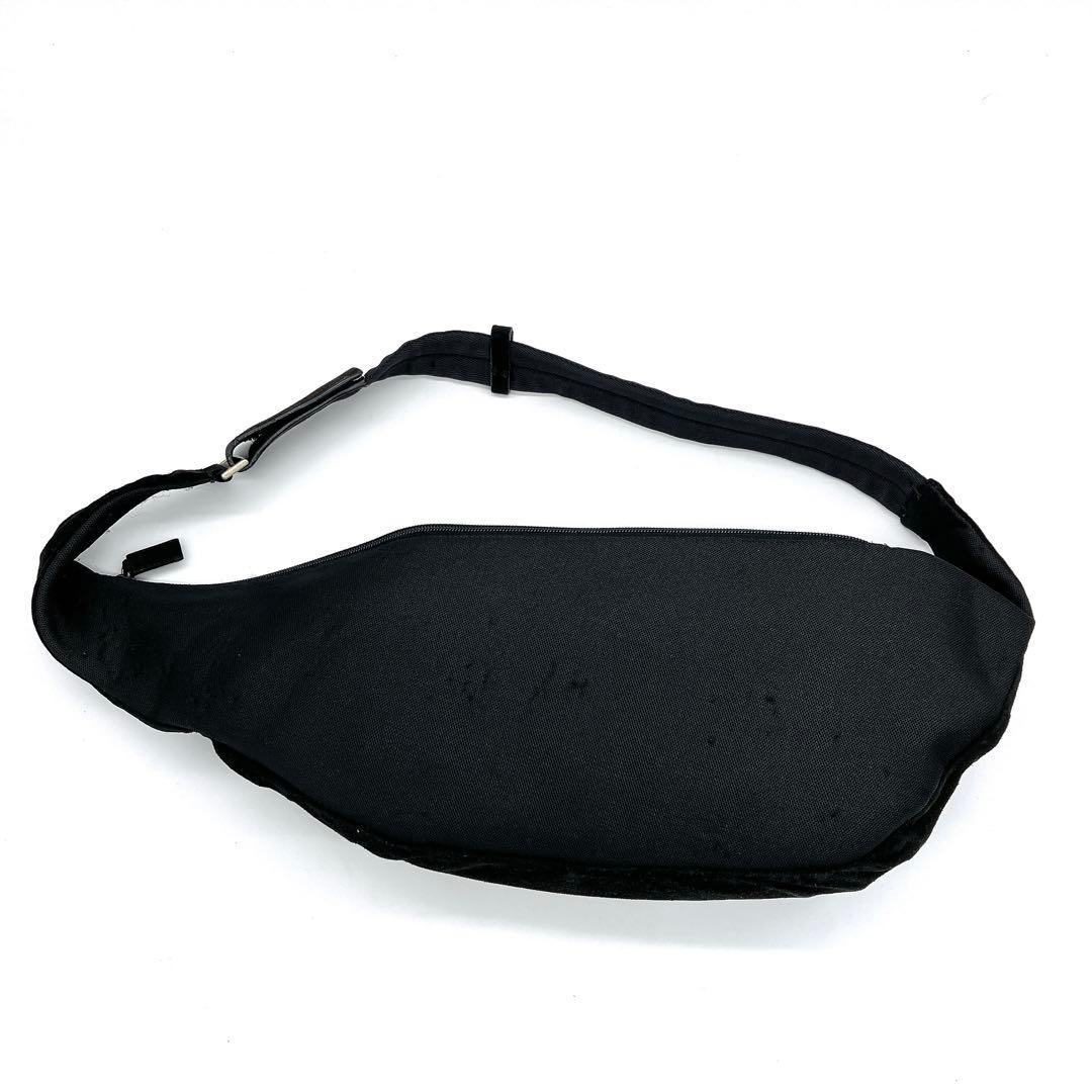 Prada Body Bag Logo Shape Pressed Suede Black
