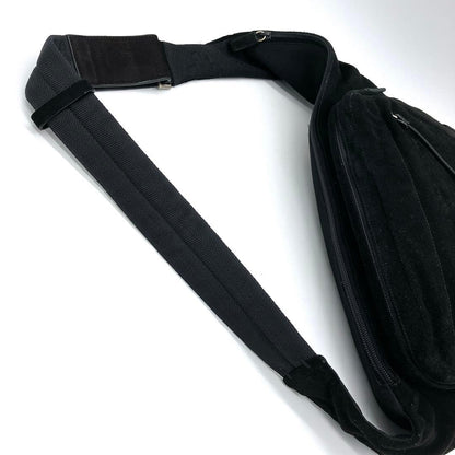 Prada Body Bag Logo Shape Pressed Suede Black