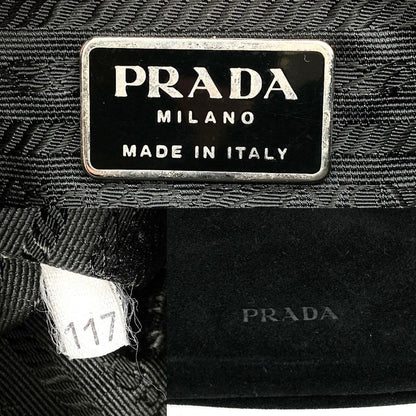 Prada Body Bag Logo Shape Pressed Suede Black