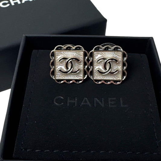 Chanel Square CC Logo Earrings