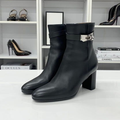 Hermes Saint Germain Kelly Leather Short Boots Black — view 3