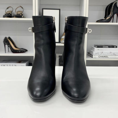 Hermes Saint Germain Kelly Leather Short Boots Black — view 4