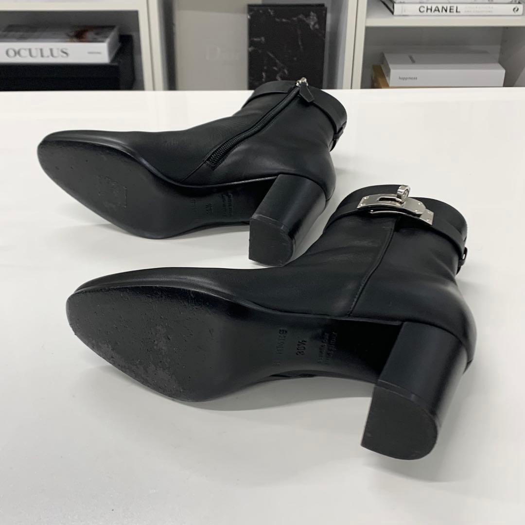 Hermes Saint Germain Kelly Leather Short Boots Black — view 7