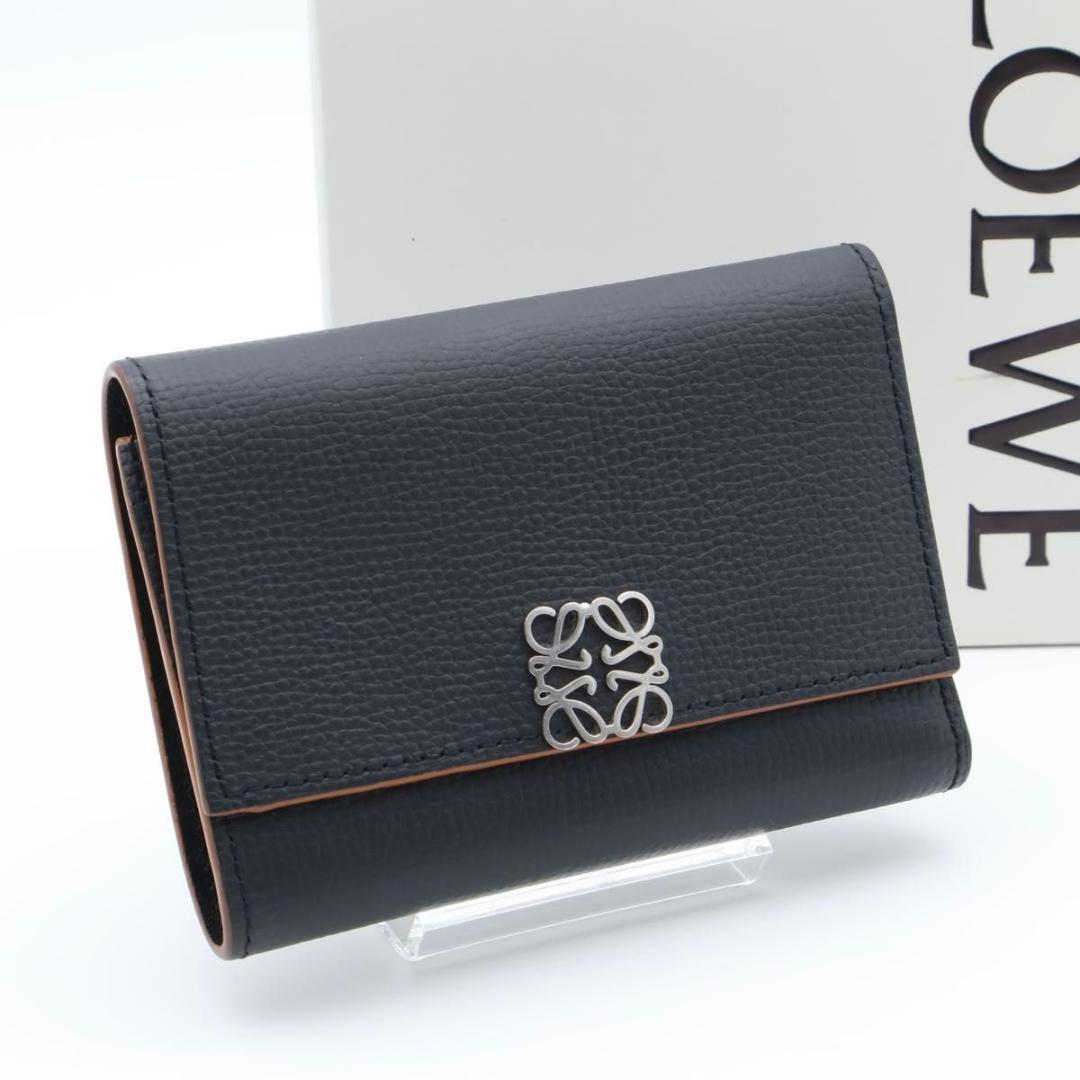 Loewe Trifold Tri Foldwallet Black Anagram Wallet