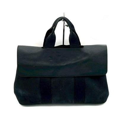 Hermes Valparaiso Canvas Leather Black Handbag