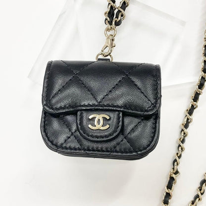 Chanel CC Logo Quilted Lambskin Chain Airpods Case Necklace — view 2