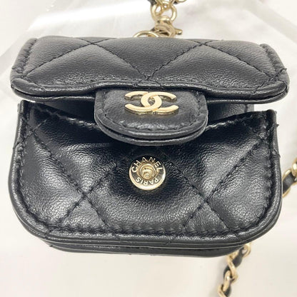 Chanel CC Logo Quilted Lambskin Chain Airpods Case Necklace — view 6
