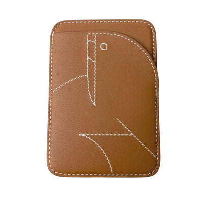 Unused Hermes White Stitched Card Case Stamped B