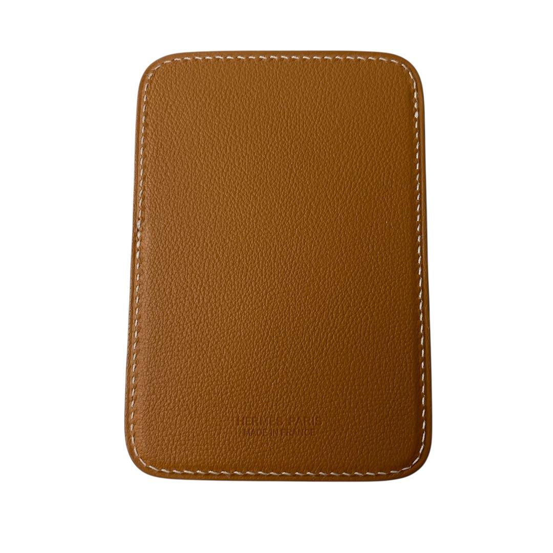 Unused Hermes White Stitched Card Case Stamped B