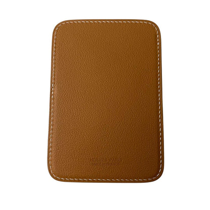 Unused Hermes White Stitched Card Case Stamped B