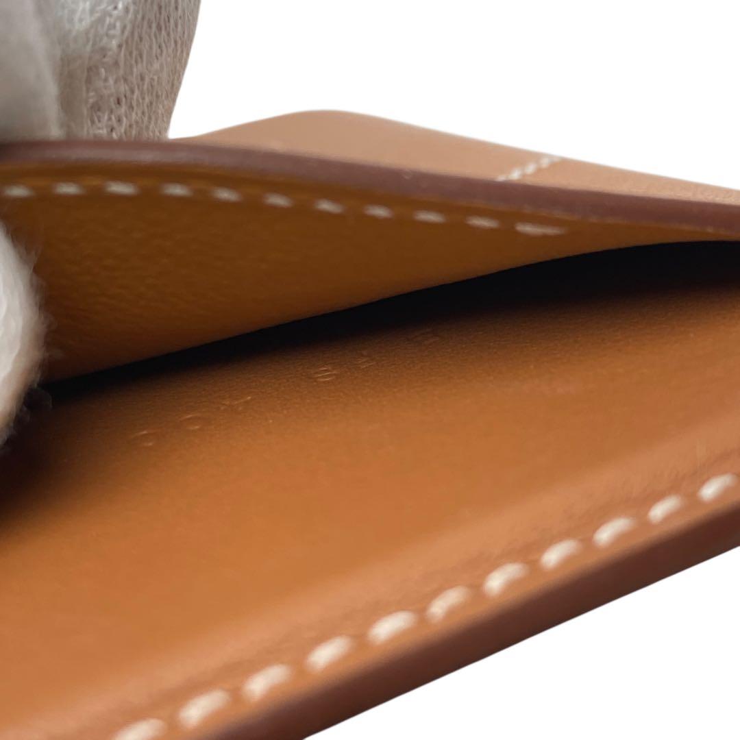 Unused Hermes White Stitched Card Case Stamped B