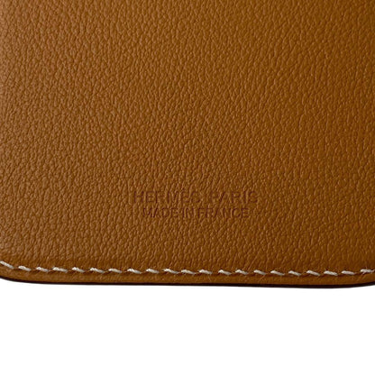 Unused Hermes White Stitched Card Case Stamped B