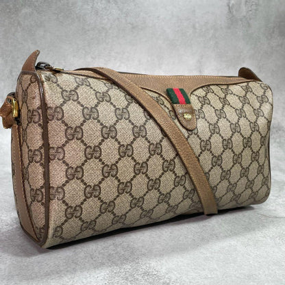 Gucci GG Sherry Line Shoulder Bag Brown Leather Logo