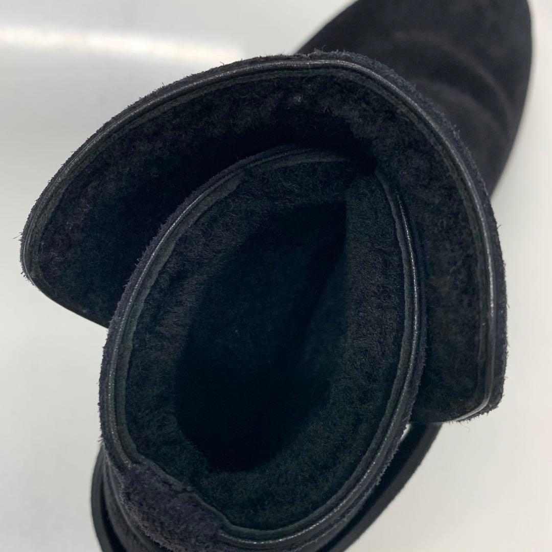 Hermes Veo Suede Mouton Kelly Hardware Short Boots Black