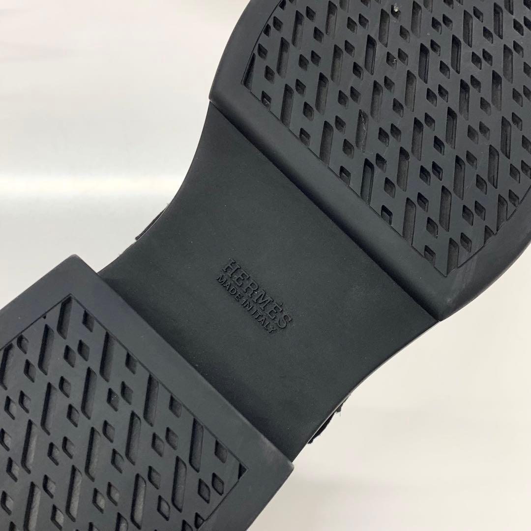 Hermes Veo Suede Mouton Kelly Hardware Short Boots Black