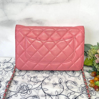 Chanel Chain Wallet Quilted Pink Silver — view 2